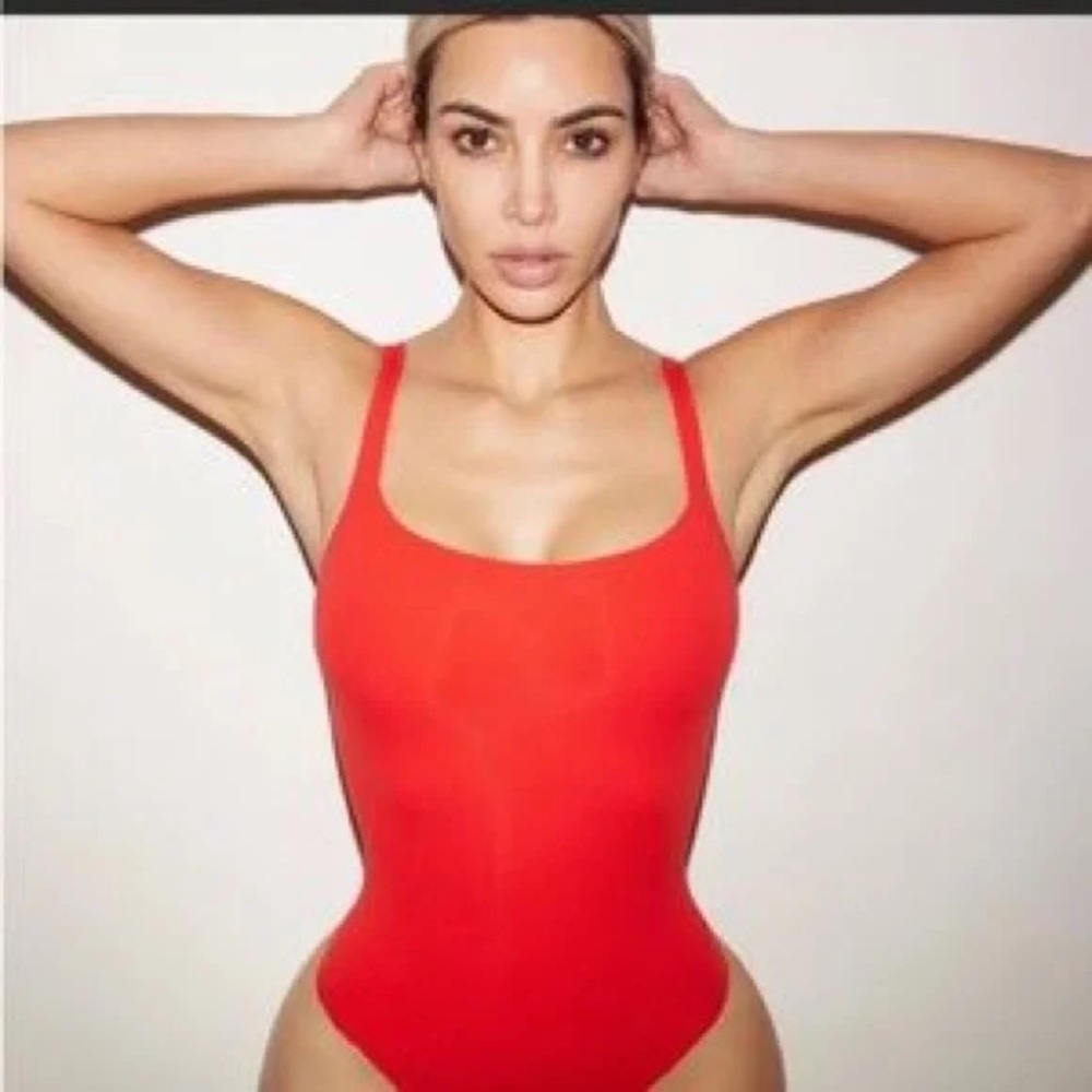 SKIMS Fits Everybody Square Neck Bodysuit Fire